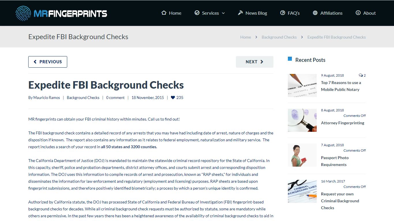 Expedite FBI Background Checks with same day results